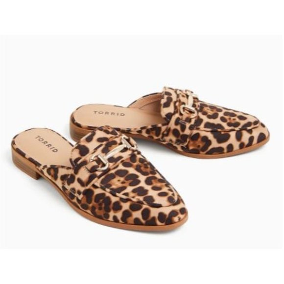 torrid Shoes - Torrid Leaopard Print Faux Suede Loafer Mule Shoes Slip On Wide Width